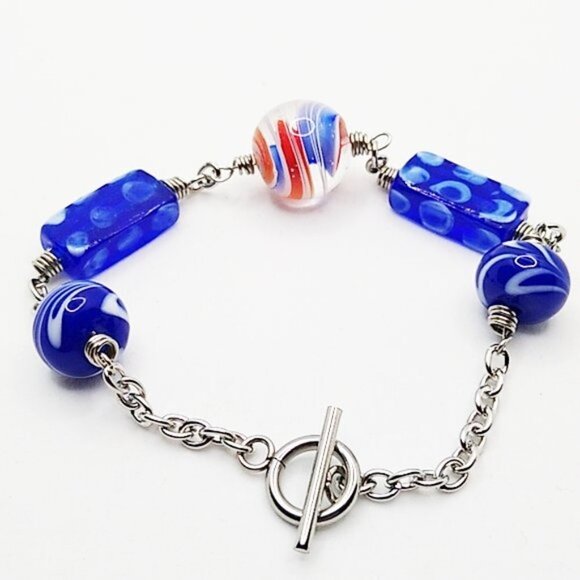 Handmade Blue Murano Glass Charm Bracelet - Picture 4 of 4